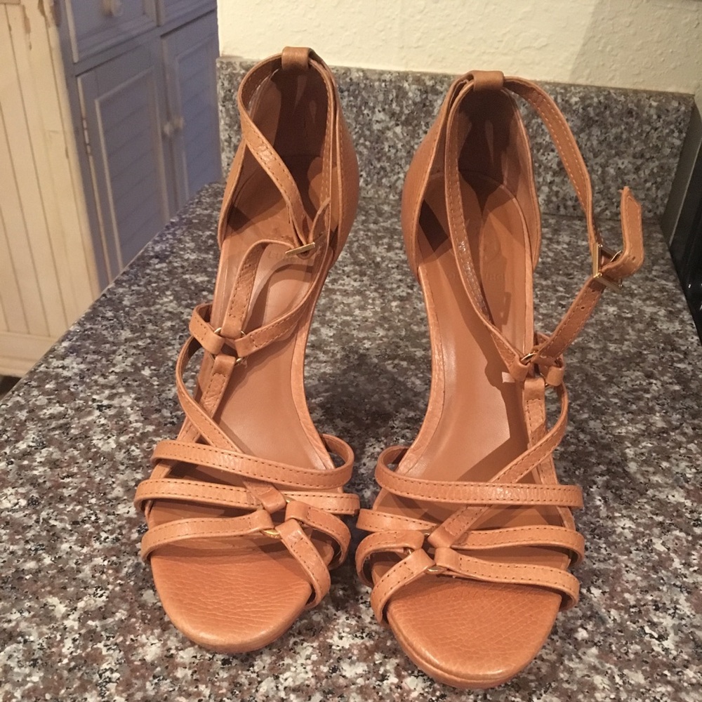 Tan Tory Burch heeled sandals